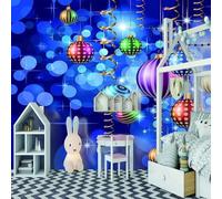 Tzxztt Boules Suspendues Abstraites Bleues Créatives Et Colorées Papier Peint 3E Moderne Soie Texturée Haut De Gamme IdéAl Pour Le Salon Et La Chambre à Coucher-430cm×300cm