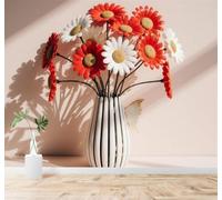 Tzxztt Bouquet Rouge Et Blanc Minimaliste Et En Relief Vase Aux Ombres Douces Papier Peint 3D Moderne Soie Texturée Haut De Gamme Idéal Pour Le Salon Et La Chambre à Coucher-400cm×280cm