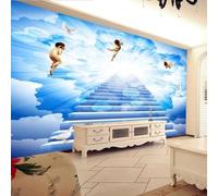 Tzxztt Ciel Bleu Frais Et Nuages Blancs Oniriques Escalier Des Anges Vers Le Paradis Papier Peint 3E Moderne Soie Texturée Haut De Gamme IdéAl Pour Le Salon Et La Chambre à Coucher-300cm×210cm