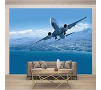 Tzxztt Ciel Bleu Nuages Blancs Avion Mer Art Papier Peint 3d Moderne Soie Texturée Haut De Gamme IdéAl Pour Le Salon Et La Chambre à Coucher-250cm×170cm