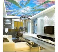 Tzxztt Ciel Bleu Nuages Blancs Oiseaux En Vol Fleurs Arbres Papier Peint 3E Moderne Soie Texturée Haut De Gamme IdéAl Pour Le Salon Et La Chambre à Coucher-430cm×300cm