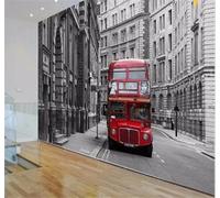Tzxztt Classique Art Rétro Nostalgie Rouge Bus Papier Peint 3D Moderne Soie Texturée Haut De Gamme Idéal Pour Le Salon Et La Chambre à Coucher-400cm×280cm