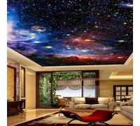 Tzxztt Créatif Coloré Univers Ciel Étoilé Planètes Papier Peint 3d Moderne Soie Texturée Haut De Gamme IdéAl Pour Le Salon Et La Chambre à Coucher-350cm×256cm