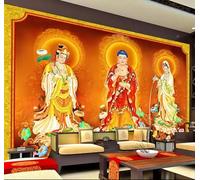 Tzxztt Créatif En Trois Dimensions Statue De Bouddha Dorée Lotus Papier Peint 3E Moderne Soie Texturée Haut De Gamme IdéAl Pour Le Salon Et La Chambre à Coucher-250cm×170cm