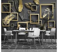 Tzxztt Créatif Feuille D'Or Feuilles En Trois Dimensions Géométrique Papier Peint 3D Moderne Soie Texturée Haut De Gamme Idéal Pour Le Salon Et La Chambre à Coucher-150cm×105cm