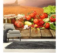 Tzxztt Créatif Légumes Frais En Conserve Grain De Bois Papier Peint 3E Moderne Soie Texturée Haut De Gamme IdéAl Pour Le Salon Et La Chambre à Coucher-150cm×105cm