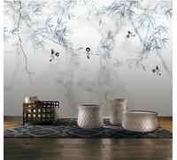 Tzxztt Créatif Minimaliste Bambou Oiseaux En Vol Effet Marbré Papier Peint 3E Moderne Soie Texturée Haut De Gamme IdéAl Pour Le Salon Et La Chambre à Coucher-200cm×140cm