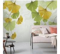 Tzxztt Créatif Minimaliste Vert Jaune Feuille De Ginkgo Papier Peint 3E Moderne Soie Texturée Haut De Gamme IdéAl Pour Le Salon Et La Chambre à Coucher-200cm×140cm