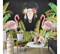 Tzxztt Créatif Plantes Feuilles Vertes Fleurs Flamant Rose Papier Peint 3E Moderne Soie Texturée Haut De Gamme IdéAl Pour Le Salon Et La Chambre à Coucher-250cm×170cm