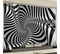 Tzxztt Créatif Tridimensionnel Rayures Noires Et Blanches Spirale Papier Peint 3E Moderne Soie Texturée Haut De Gamme IdéAl Pour Le Salon Et La Chambre à Coucher-150cm×105cm