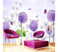 Tzxztt Créativité Boule Violette Avec Papillon Et Pissenlit Papier Peint 3E Moderne Soie Texturée Haut De Gamme IdéAl Pour Le Salon Et La Chambre à Coucher-430cm×300cm