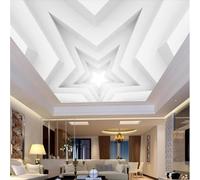 Tzxztt Créativité Tridimensionnel Blanc Étoiles À Cinq Branches Art Papier Peint 3d Moderne Soie Texturée Haut De Gamme IdéAl Pour Le Salon Et La Chambre à Coucher-250cm×170cm
