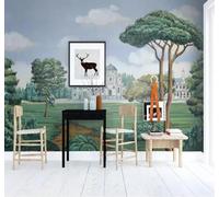 Tzxztt Dessin À La Main Art Fraîcheur Esthétique Château Forêt Papier Peint 3D Moderne Soie Texturée Haut De Gamme Idéal Pour Le Salon Et La Chambre à Coucher-350cm×256cm