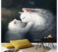 Tzxztt Dessin À La Main Créatif Rétro Amour Des Chats Porche Papier Peint 3D Moderne Soie Texturée Haut De Gamme Idéal Pour Le Salon Et La Chambre à Coucher-430cm×300cm