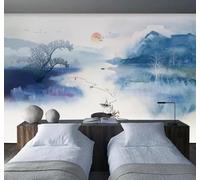 Tzxztt Dessin À La Main Encre De Chine Paysage Atmosphère Panorama Élan Papier Peint 3D Moderne Soie Texturée Haut De Gamme Idéal Pour Le Salon Et La Chambre à Coucher-200cm×140cm