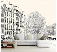 Tzxztt Dessin À La Main Gratte Ciel Rue Parc Grand Arbre Papier Peint 3D Moderne Soie Texturée Haut De Gamme Idéal Pour Le Salon Et La Chambre à Coucher-150cm×105cm