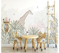 Tzxztt Dessin À La Main Minimaliste Frais Forêt Petits Animaux Papier Peint 3D Moderne Soie Texturée Haut De Gamme Idéal Pour Le Salon Et La Chambre à Coucher-200cm×140cm