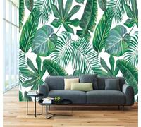 Tzxztt Dessin À La Main Minimaliste Tropical Vert Feuille De Bananier Papier Peint 3D Moderne Soie Texturée Haut De Gamme Idéal Pour Le Salon Et La Chambre à Coucher-250cm×170cm