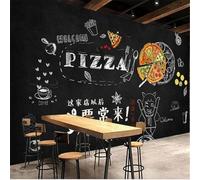 Tzxztt Dessin À La Main Tableau Noir Pizza Café Affiche Fast Food Papier Peint 3E Moderne Soie Texturée Haut De Gamme IdéAl Pour Le Salon Et La Chambre à Coucher-350cm×256cm