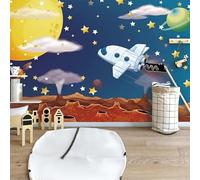 Tzxztt Dessin Animé Ciel Étoilé Avion Étoiles Planète Papier Peint 3E Moderne Soie Texturée Haut De Gamme IdéAl Pour Le Salon Et La Chambre à Coucher-430cm×300cm