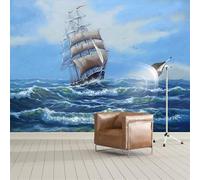 Tzxztt Dessiné À La Main En Trois Dimensions Océan Voilier Ciel Papier Peint 3E Moderne Soie Texturée Haut De Gamme IdéAl Pour Le Salon Et La Chambre à Coucher-400cm×280cm