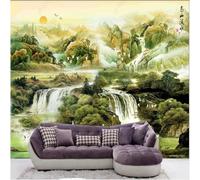 Tzxztt Dessiné À La Main Magnifique Cascade Montagnes Oiseaux Lever Du Soleil Papier Peint 3E Moderne Soie Texturée Haut De Gamme IdéAl Pour Le Salon Et La Chambre à Coucher-400cm×280cm