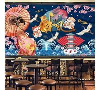 Tzxztt Dessins Animés Vagues Architecture Fleurs De Cerisier Roses Femme Papier Peint 3E Moderne Soie Texturée Haut De Gamme IdéAl Pour Le Salon Et La Chambre à Coucher-430cm×300cm