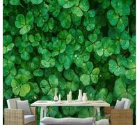 Tzxztt En Relief Frais Vert Trèfle Simple Papier Peint 3D Moderne Soie Texturée Haut De Gamme Idéal Pour Le Salon Et La Chambre à Coucher-400cm×280cm