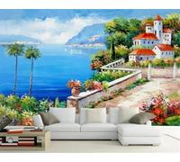 Tzxztt Encre De Chine Paysage Ciel Architecture Plantes Papier Peint 3d Moderne Soie Texturée Haut De Gamme IdéAl Pour Le Salon Et La Chambre à Coucher-250cm×170cm