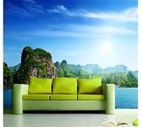 Tzxztt Esthétique Ciel Bleu Nuages Blancs Côte Îles Paysage Papier Peint 3D Moderne Soie Texturée Haut De Gamme Idéal Pour Le Salon Et La Chambre à Coucher-400cm×280cm