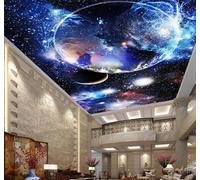 Tzxztt Esthétique Féérique Planète Ciel Étoilé Univers Papier Peint 3D Moderne Soie Texturée Haut De Gamme Idéal Pour Le Salon Et La Chambre à Coucher-400cm×280cm