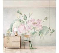 Tzxztt Feuille De Lotus Rose Minimaliste Dessinée À La Main Papier Peint 3E Moderne Soie Texturée Haut De Gamme IdéAl Pour Le Salon Et La Chambre à Coucher-300cm×210cm