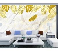 Tzxztt Feuilles Géométriques Abstraites Dorées Effet Marbré Papier Peint 3E Moderne Soie Texturée Haut De Gamme IdéAl Pour Le Salon Et La Chambre à Coucher-250cm×170cm