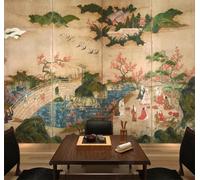 Tzxztt Figures Rétro Peintes À La Main Fleurs Et Rivière Papier Peint 3D Moderne Soie Texturée Haut De Gamme Idéal Pour Le Salon Et La Chambre à Coucher-200cm×140cm