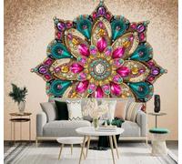 Tzxztt Fleurs Aux Couleurs Vives Motifs Pierres Précieuses Texture Dorée Papier Peint 3D Moderne Soie Texturée Haut De Gamme Idéal Pour Le Salon Et La Chambre à Coucher-430cm×300cm