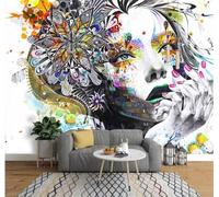 Tzxztt Fleurs Colorées Peintes À La Main Figures Art Papier Peint 3D Moderne Soie Texturée Haut De Gamme Idéal Pour Le Salon Et La Chambre à Coucher-250cm×170cm