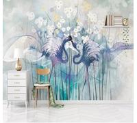 Tzxztt Fleurs De Forêt Et Flamant Rose Peints À La Main Style Rétro Papier Peint 3E Moderne Soie Texturée Haut De Gamme Idéal Pour Le Salon Et La Chambre à Coucher-150cm×105cm