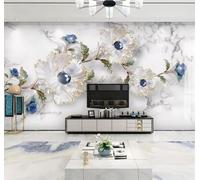 Tzxztt Fleurs Tridimensionnel Créatives Perles Effet Marbré Papier Peint 3E Moderne Soie Texturée Haut De Gamme IdéAl Pour Le Salon Et La Chambre à Coucher-400cm×280cm