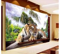 Tzxztt Forêt Brume Descente De La Montagne Roi Des Tigres Majesté Papier Peint 3D Moderne Soie Texturée Haut De Gamme Idéal Pour Le Salon Et La Chambre à Coucher-400cm×280cm