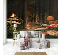 Tzxztt Forêt Tridimensionnel Champignons Rouges Papillons Papier Peint 3E Moderne Soie Texturée Haut De Gamme IdéAl Pour Le Salon Et La Chambre à Coucher-250cm×170cm