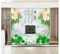 Tzxztt Fraîcheur Lotus Feuilles De Lotus Pivoine Oiseaux En Vol Papier Peint 3E Moderne Soie Texturée Haut De Gamme Idéal Pour Le Salon Et La Chambre à Coucher-250cm×170cm