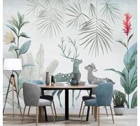 Tzxztt Frais Esthétique Créatif Vert Végétal Feuilles Papier Peint 3D Moderne Soie Texturée Haut De Gamme Idéal Pour Le Salon Et La Chambre à Coucher-250cm×170cm