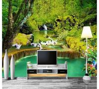 Tzxztt Frais Esthétique Féérique Forêt Cours D'Eau Paysage Papier Peint 3D Moderne Soie Texturée Haut De Gamme Idéal Pour Le Salon Et La Chambre à Coucher-150cm×105cm