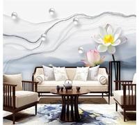 Tzxztt Frais Esthétique Lotus Paysage Fleurs Papier Peint 3D Moderne Soie Texturée Haut De Gamme Idéal Pour Le Salon Et La Chambre à Coucher-400cm×280cm
