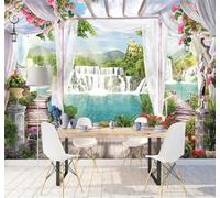 Tzxztt Frais Féérique Beau Cascade Paradis Balcon Papier Peint 3D Moderne Soie Texturée Haut De Gamme Idéal Pour Le Salon Et La Chambre à Coucher-200cm×140cm
