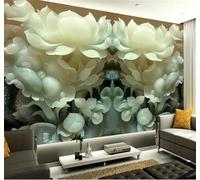 Tzxztt Frais Raffiné Relief Art Fleur De Lotus En Jade Papier Peint 3D Moderne Soie Texturée Haut De Gamme Idéal Pour Le Salon Et La Chambre à Coucher-150cm×105cm