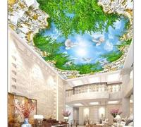 Tzxztt Frais Vert Plantes Ciel Bleu Oiseaux En Vol Papier Peint 3E Moderne Soie Texturée Haut De Gamme IdéAl Pour Le Salon Et La Chambre à Coucher-430cm×300cm