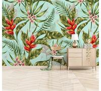 Tzxztt Frais Vert Végétal Rose Fleurs Papier Peint 3D Moderne Soie Texturée Haut De Gamme Idéal Pour Le Salon Et La Chambre à Coucher-300cm×210cm