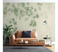Tzxztt Fresh Retro Simple Green Bamboo Leaves Papier Peint 3E Moderne Soie Texturée Haut De Gamme IdéAl Pour Le Salon Et La Chambre à Coucher-300cm×210cm