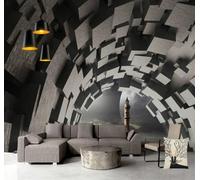 Tzxztt Géométrie Tridimensionnel Grotte Phare Lune Papier Peint 3E Moderne Soie Texturée Haut De Gamme Idéal Pour Le Salon Et La Chambre à Coucher-350cm×256cm